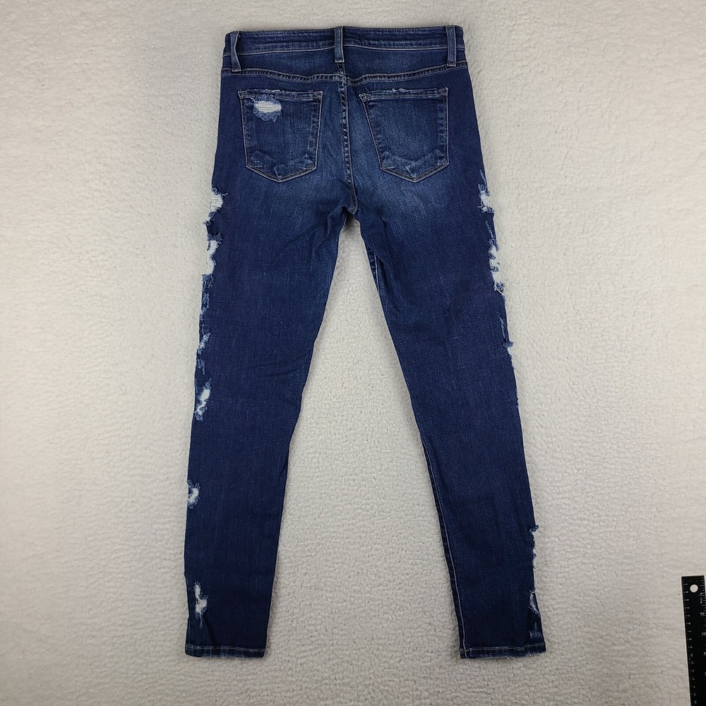 Flying Monkey Jeans Womens 27 Blue Mid Rise Ankle Skinny DistressDark Wash Denim - Picture 11 of 13